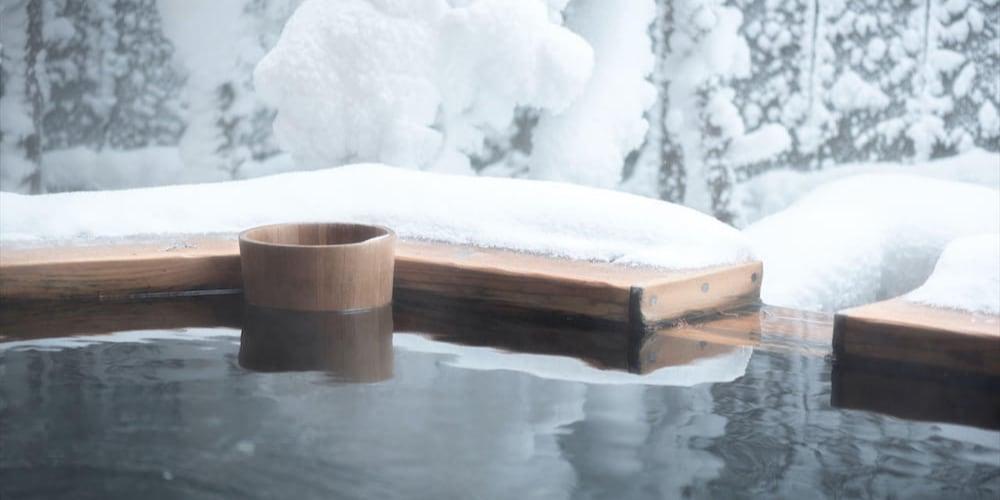 Japanese hot spring in winter